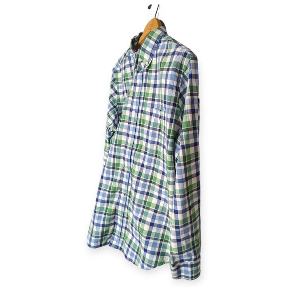 Banana Republic Factory Green/Blue Plaid Long Sleeve Button Down Shirt Size XL - Picture 5 of 13